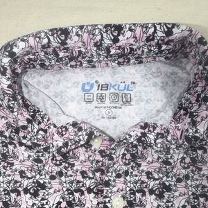 IBKUL Men's S Pink/Black/White Abstract Golf Polo Short Sleeve UPF 50+ Quick Dry
